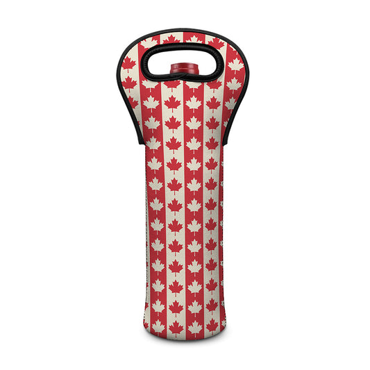 Canadian Maple Leaf Pattern Print Single Neoprene Wine Tote