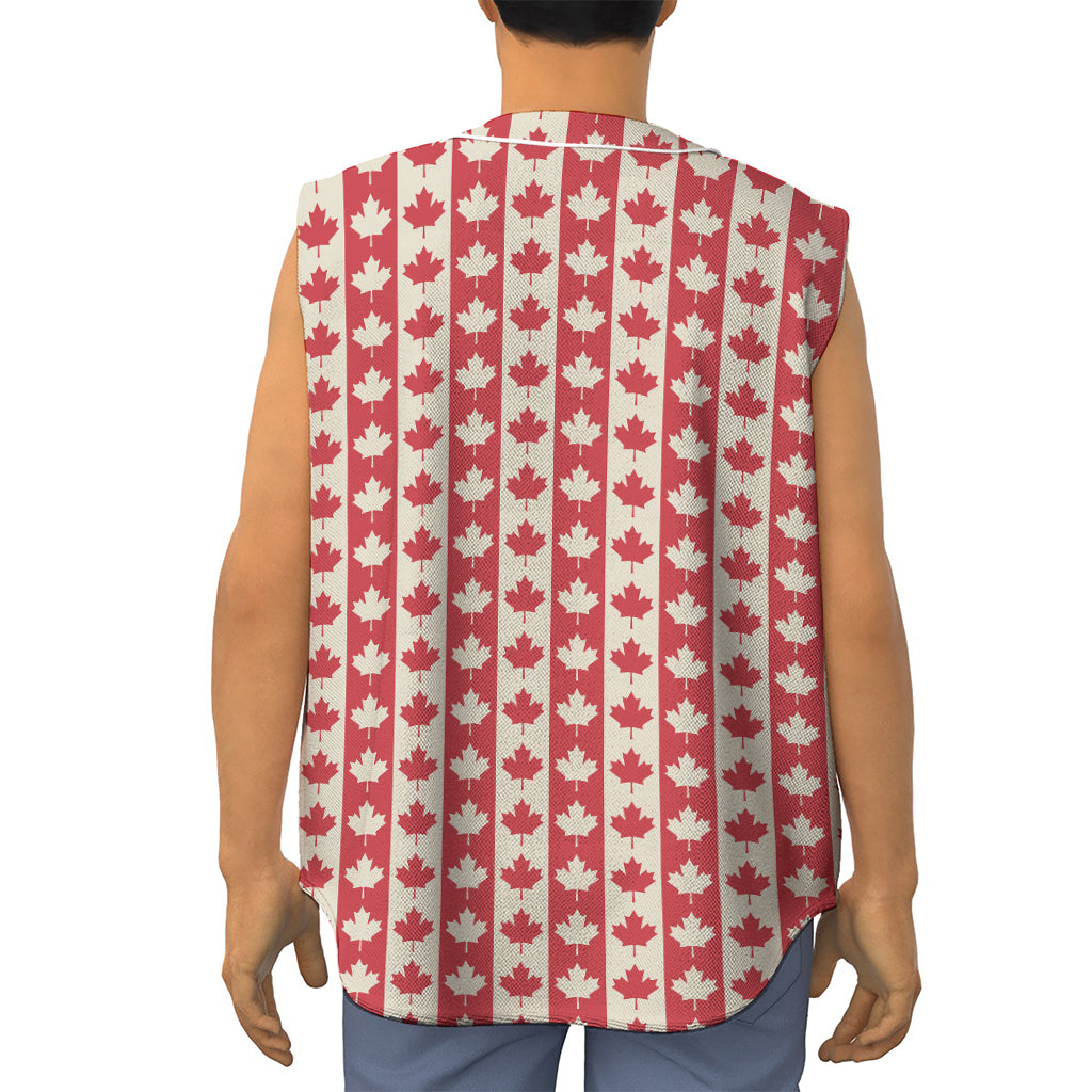 Canadian Maple Leaf Pattern Print Sleeveless Baseball Jersey