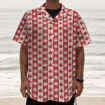Canadian Maple Leaf Pattern Print Textured Short Sleeve Shirt