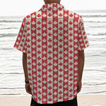 Canadian Maple Leaf Pattern Print Textured Short Sleeve Shirt
