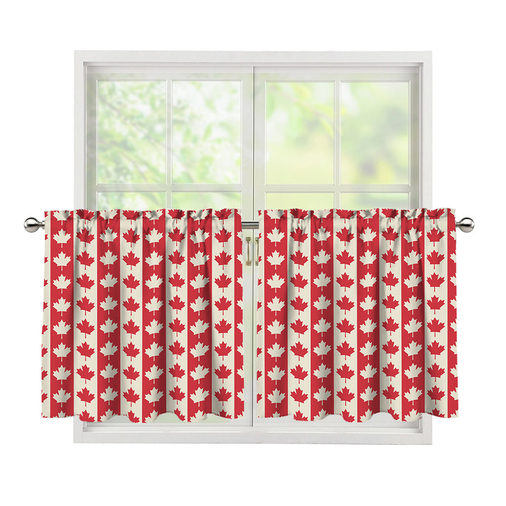 Canadian Maple Leaf Pattern Print Tier Curtains