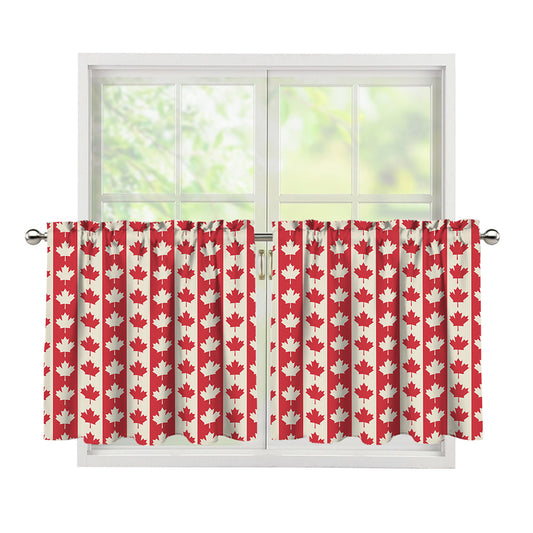 Canadian Maple Leaf Pattern Print Tier Curtains