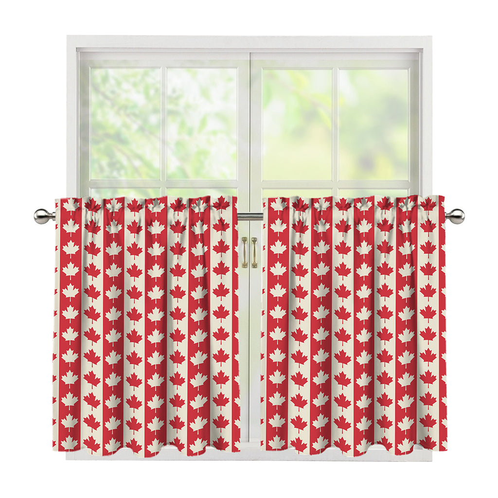 Canadian Maple Leaf Pattern Print Tier Curtains