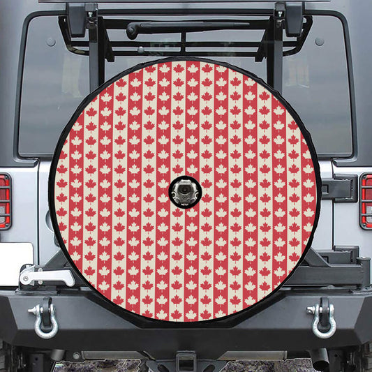 Canadian Maple Leaf Pattern Print Tire Cover With Camera Hole