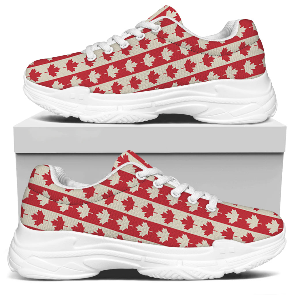 Canadian Maple Leaf Pattern Print White Chunky Shoes