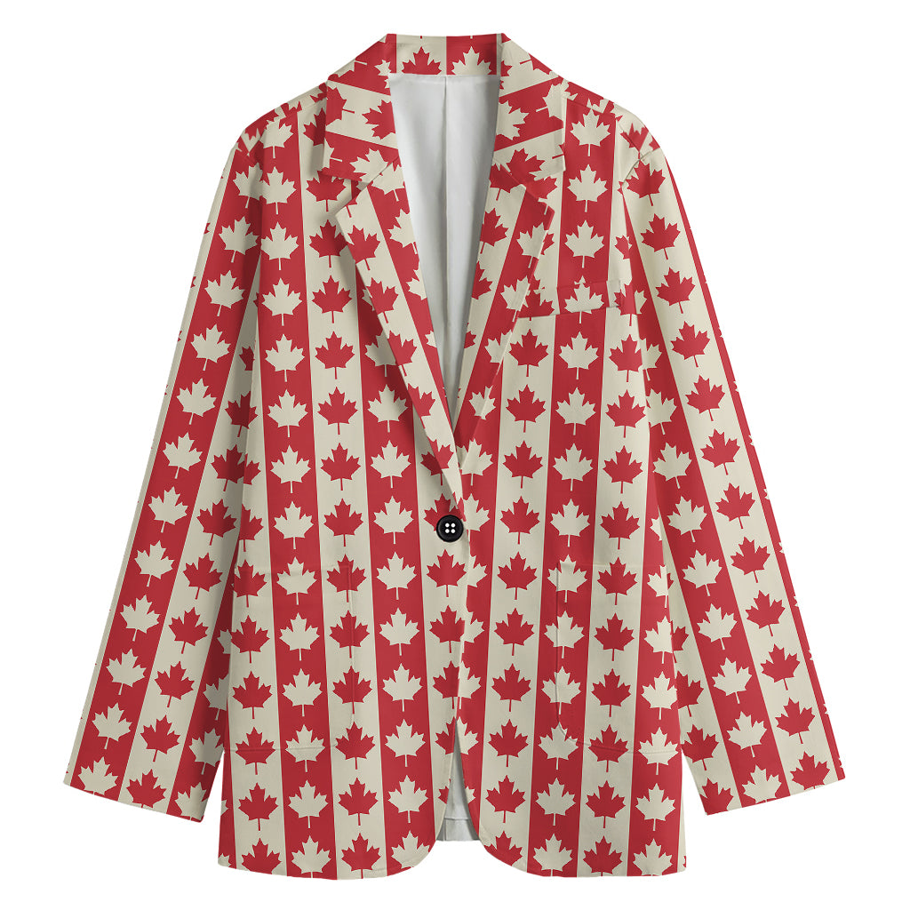 Canadian Maple Leaf Pattern Print Women's Blazer