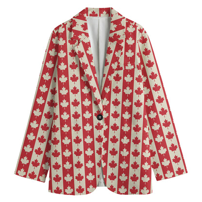 Canadian Maple Leaf Pattern Print Women's Blazer