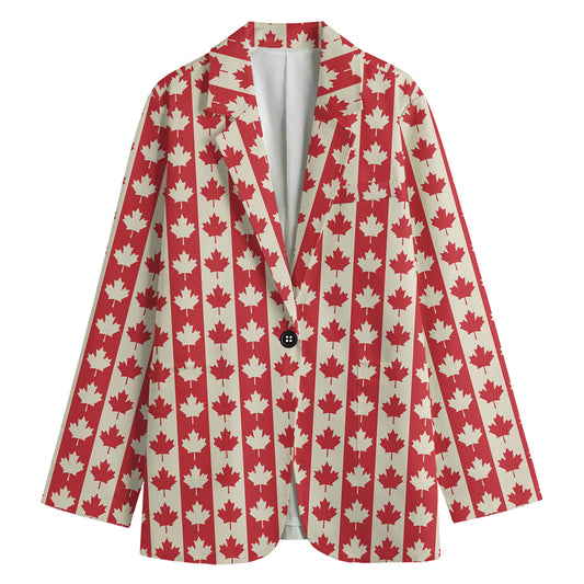 Canadian Maple Leaf Pattern Print Women's Blazer