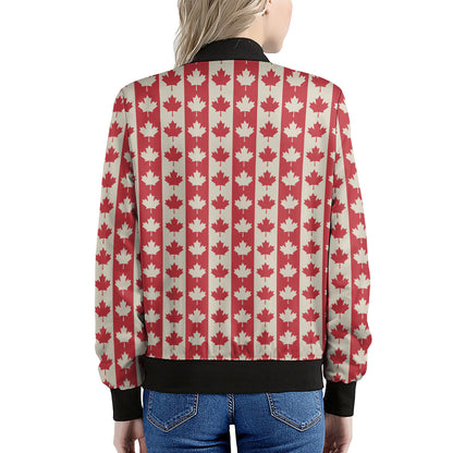 Canadian Maple Leaf Pattern Print Women's Bomber Jacket