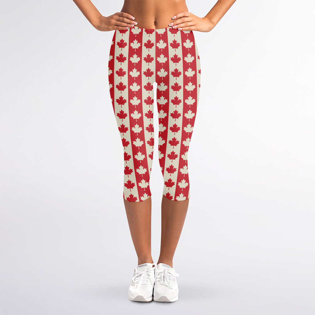 Canadian Maple Leaf Pattern Print Women's Capri Leggings