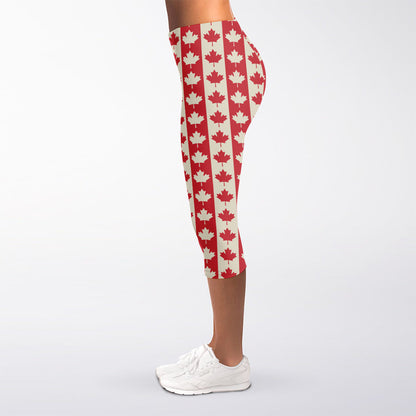 Canadian Maple Leaf Pattern Print Women's Capri Leggings