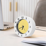 Canary Yellow And White Gingham Print Alarm Clock