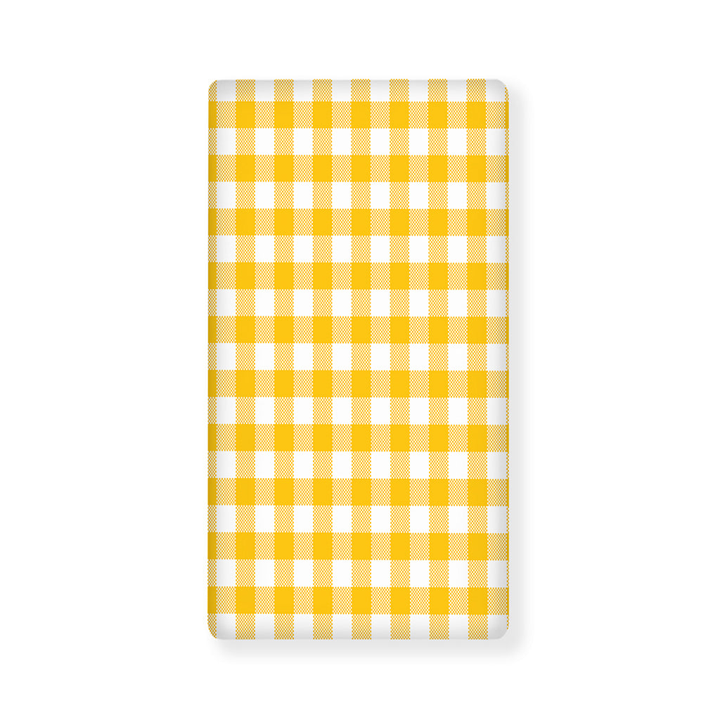 Canary Yellow And White Gingham Print Baby Crib Sheet