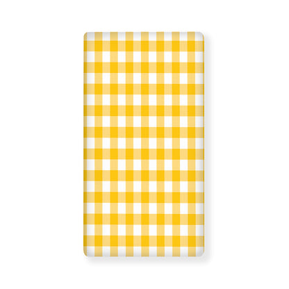 Canary Yellow And White Gingham Print Baby Crib Sheet