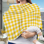 Canary Yellow And White Gingham Print Baby Seat Cover