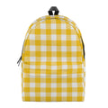 Canary Yellow And White Gingham Print School Backpack