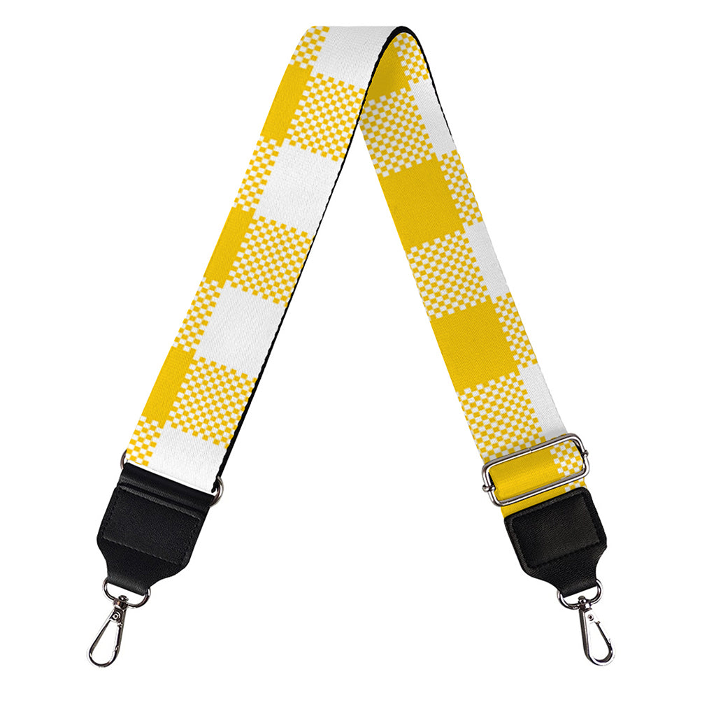 Canary Yellow And White Gingham Print Bag Strap