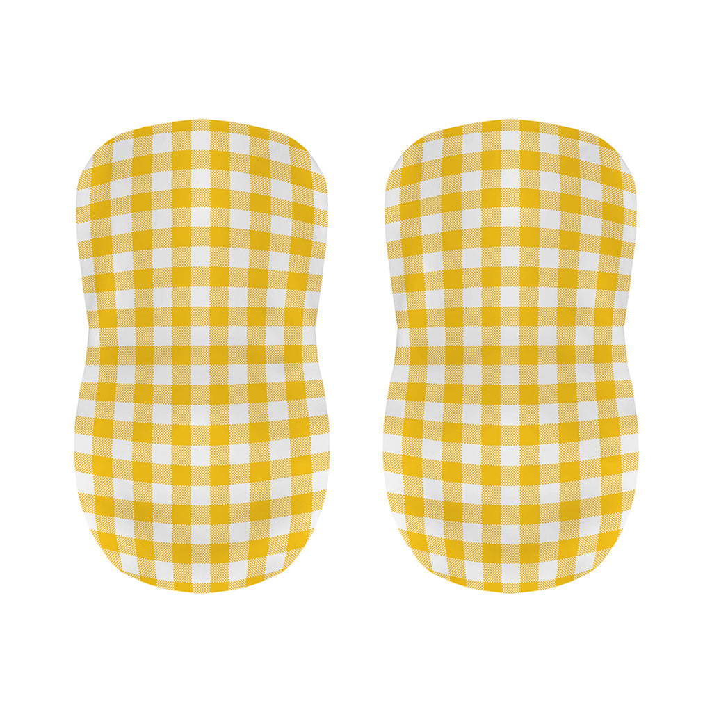 Canary Yellow And White Gingham Print Bar Stool Covers