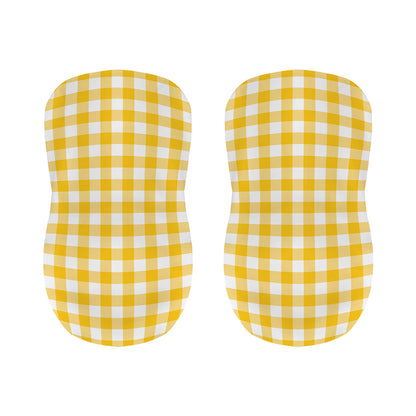 Canary Yellow And White Gingham Print Bar Stool Covers