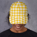 Canary Yellow And White Gingham Print Baseball Cap
