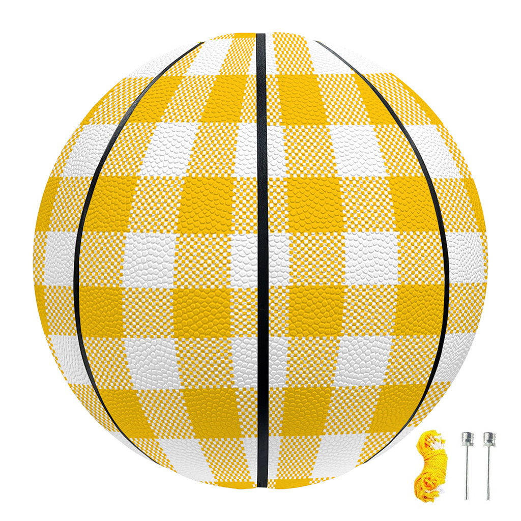 Canary Yellow And White Gingham Print Basketball
