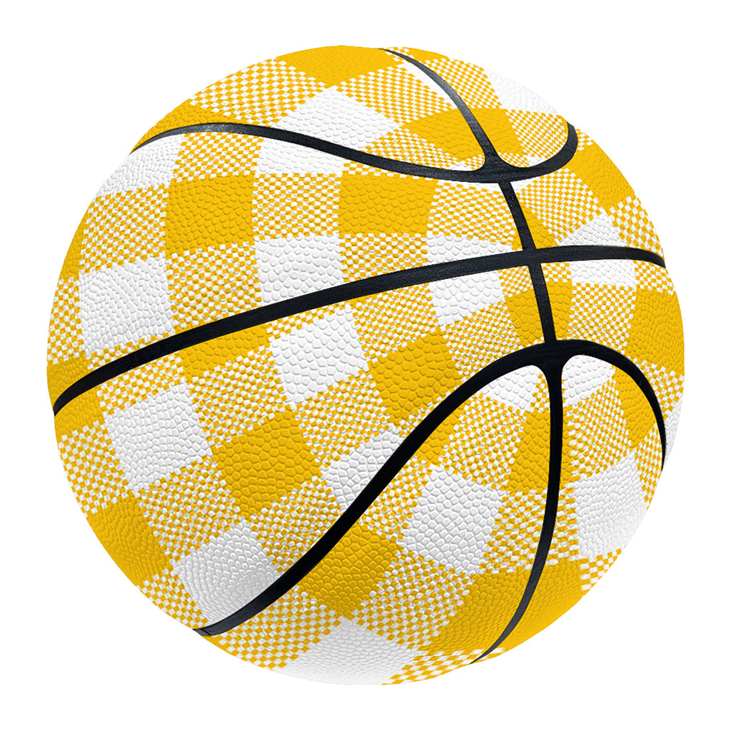 Canary Yellow And White Gingham Print Basketball