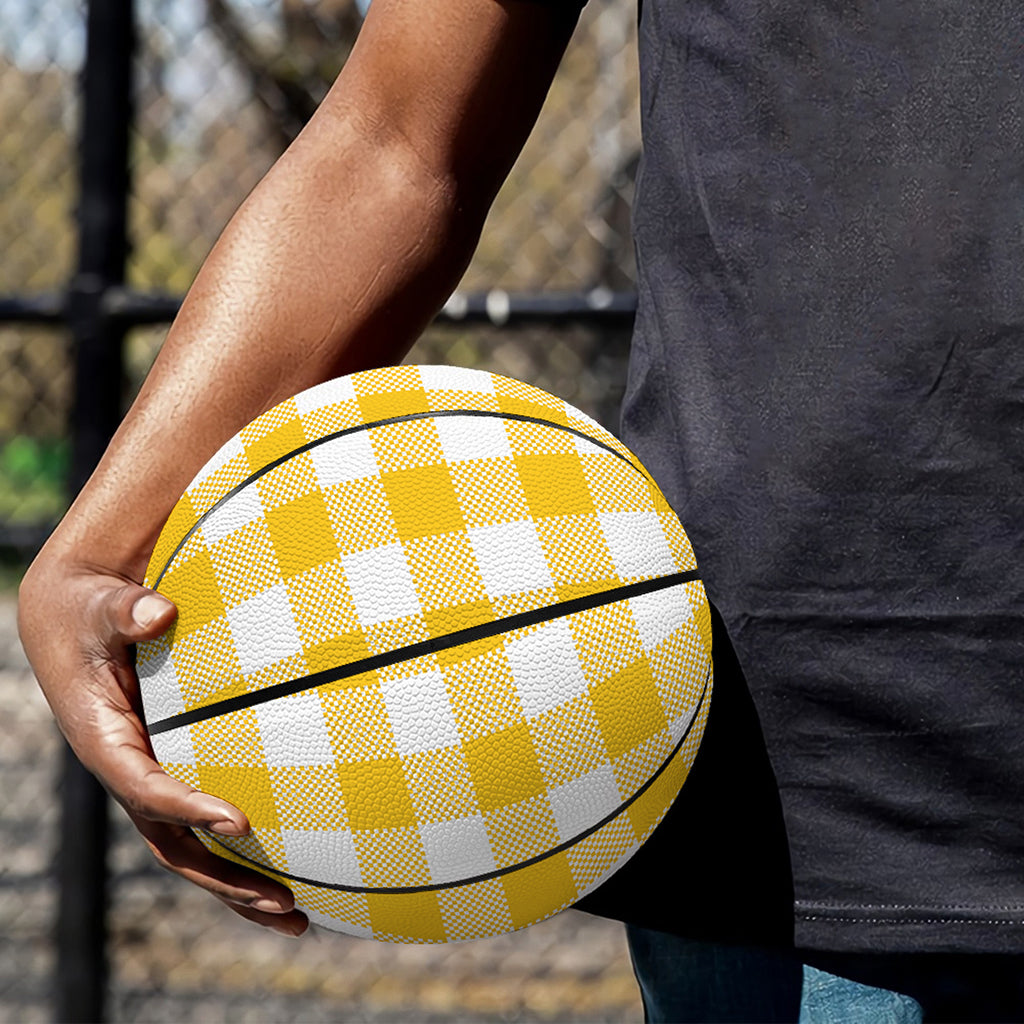 Canary Yellow And White Gingham Print Basketball
