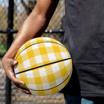 Canary Yellow And White Gingham Print Basketball