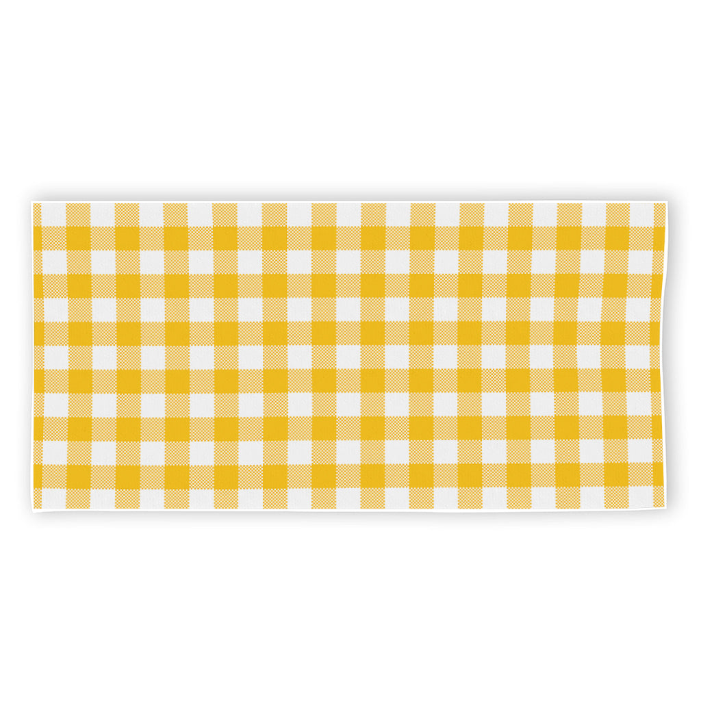 Canary Yellow And White Gingham Print Beach Towel