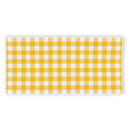 Canary Yellow And White Gingham Print Beach Towel