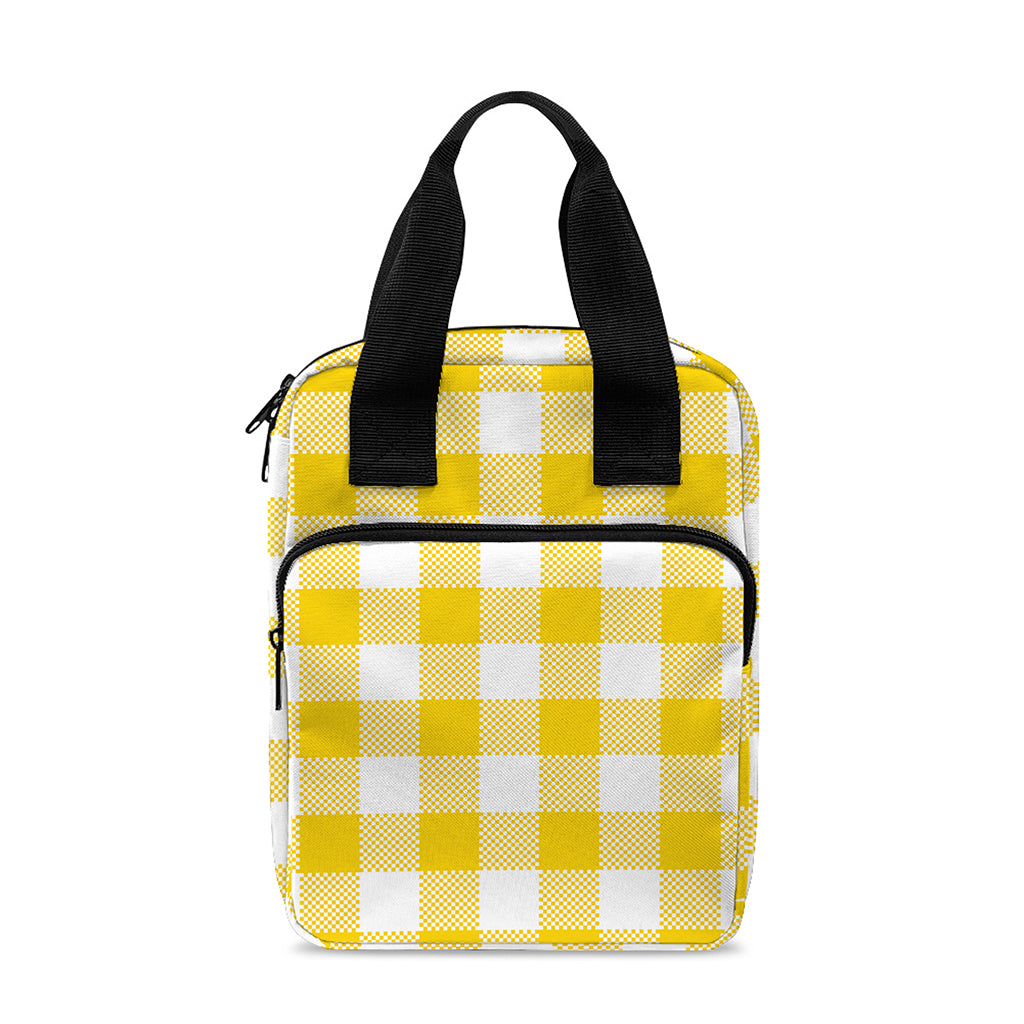 Canary Yellow And White Gingham Print Bible Tote Bag