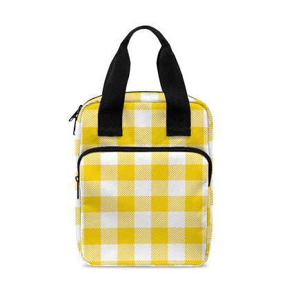 Canary Yellow And White Gingham Print Bible Tote Bag