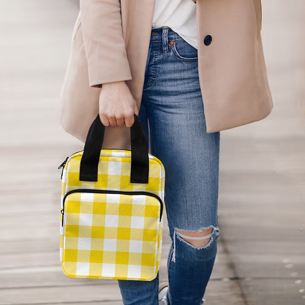 Canary Yellow And White Gingham Print Bible Tote Bag