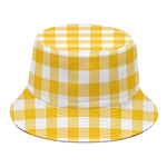 Canary Yellow And White Gingham Print Bucket Hat