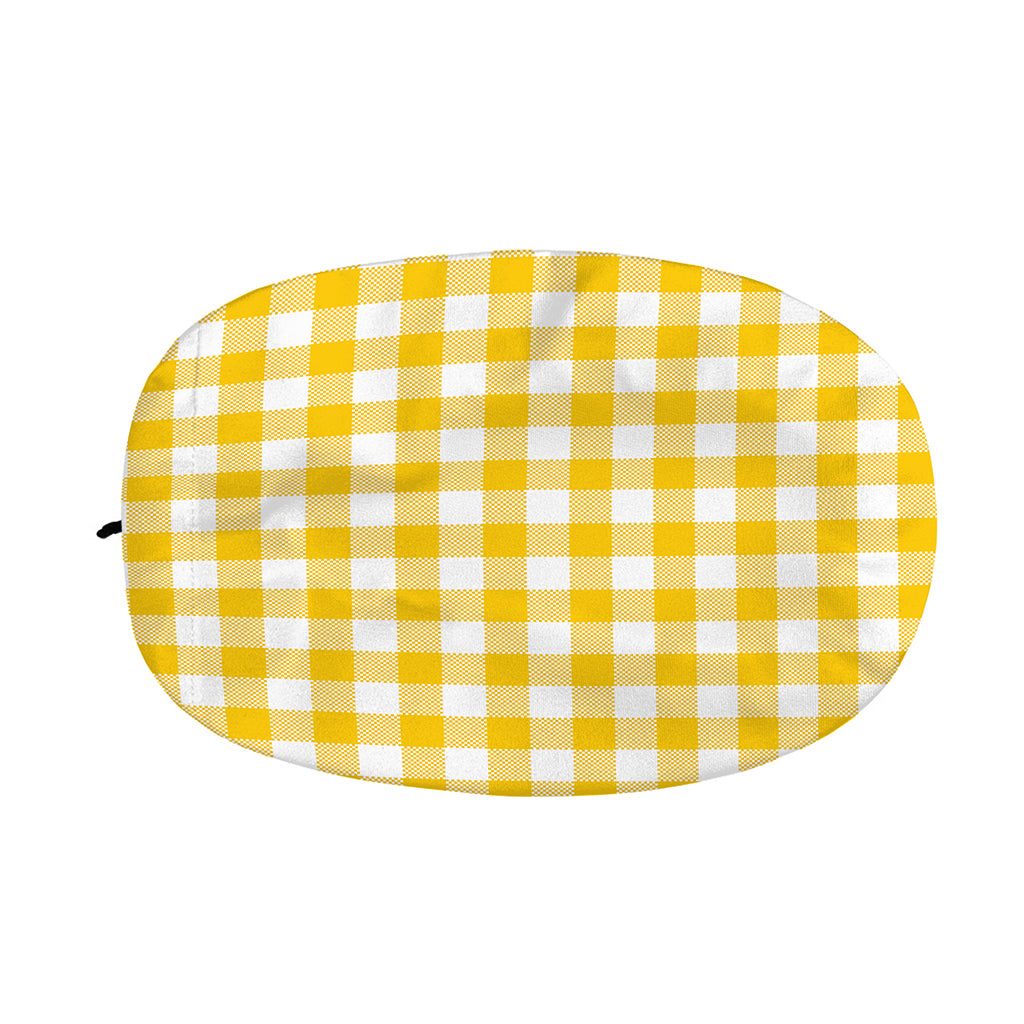 Canary Yellow And White Gingham Print Car Side Mirror Covers