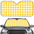 Canary Yellow And White Gingham Print Car Windshield Sun Shade