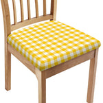 Canary Yellow And White Gingham Print Chair Cushion Cover