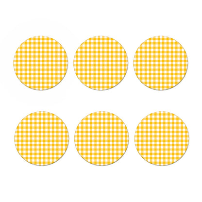 Canary Yellow And White Gingham Print Coaster Set