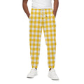 Canary Yellow And White Gingham Print Cotton Sweatpants