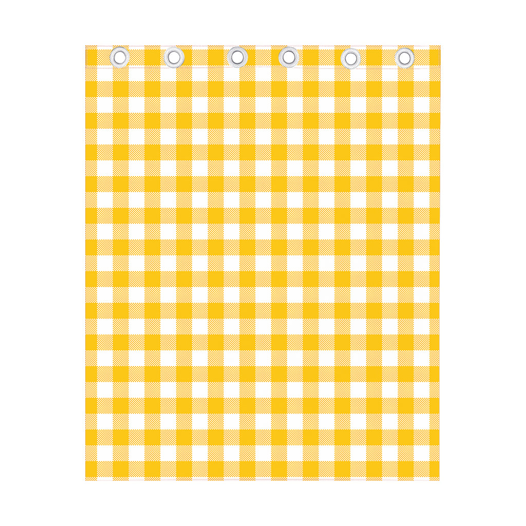 Canary Yellow And White Gingham Print Curtain