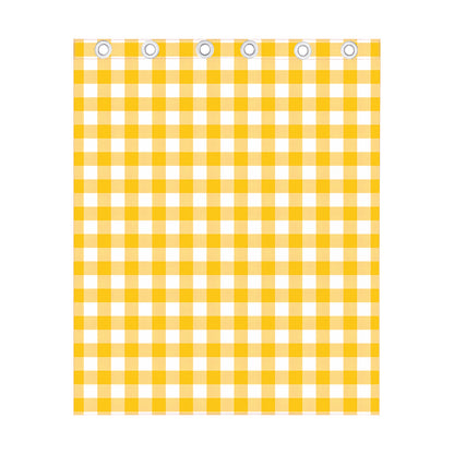 Canary Yellow And White Gingham Print Curtain