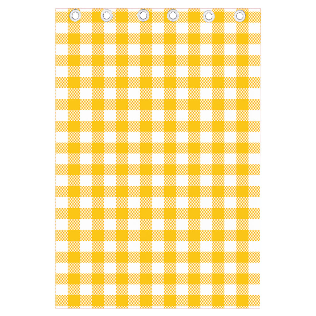 Canary Yellow And White Gingham Print Curtain