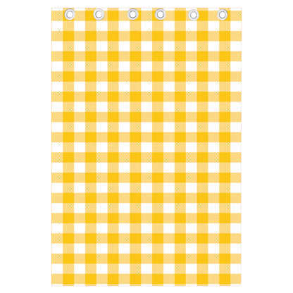 Canary Yellow And White Gingham Print Curtain