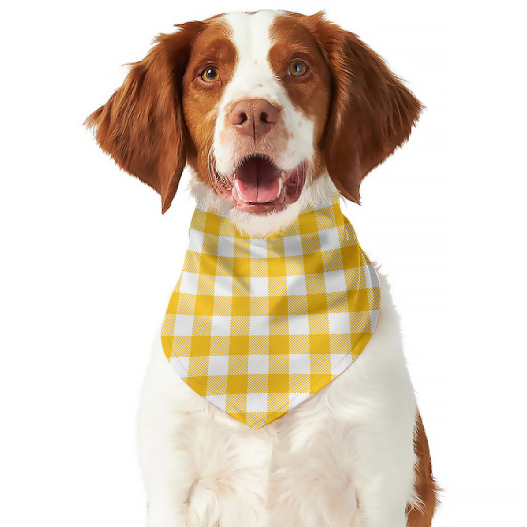 Canary Yellow And White Gingham Print Dog Bandana