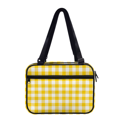 Canary Yellow And White Gingham Print Double Strap Bible Bag