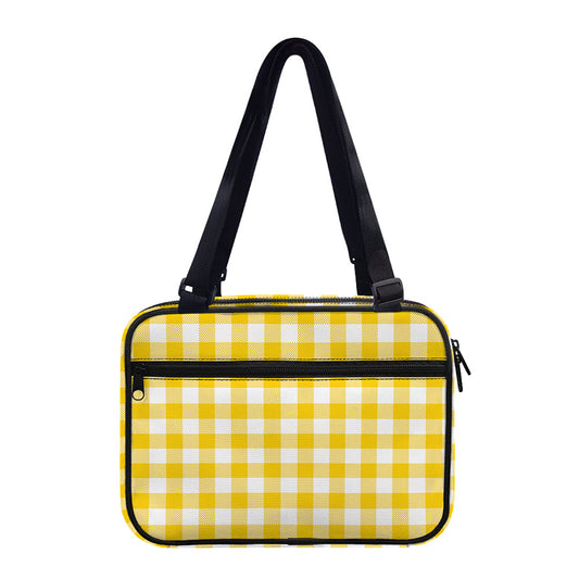 Canary Yellow And White Gingham Print Double Strap Bible Bag