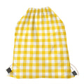 Canary Yellow And White Gingham Print Drawstring Bag