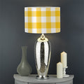 Canary Yellow And White Gingham Print Drum Lamp Shade