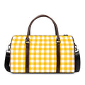 Canary Yellow And White Gingham Print Duffel Bag