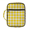 Canary Yellow And White Gingham Print Front Pocket Bible Bag
